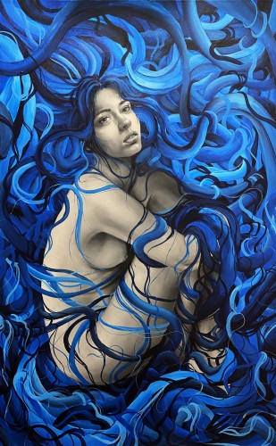 Barbara Kieca, Opleciona, akryl na płótnie, 80x50cm.jpg
