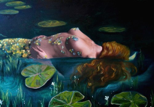 Nie dotykaj nenufarów 50x70 mixed media,płótno.jpg