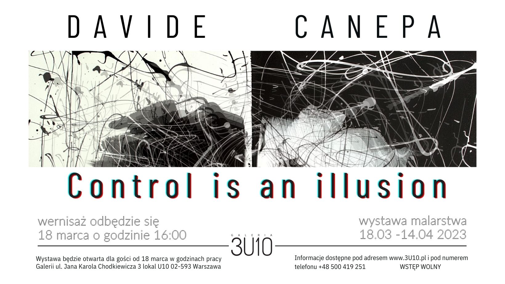 “Control is an illusion” – Davide Canepa, Wystawa malarstwa w Galerii 3u10